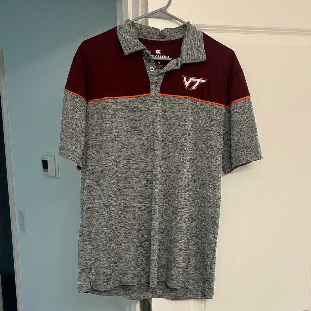 Colosseum Gray and Maroon Men's Polo with Logo